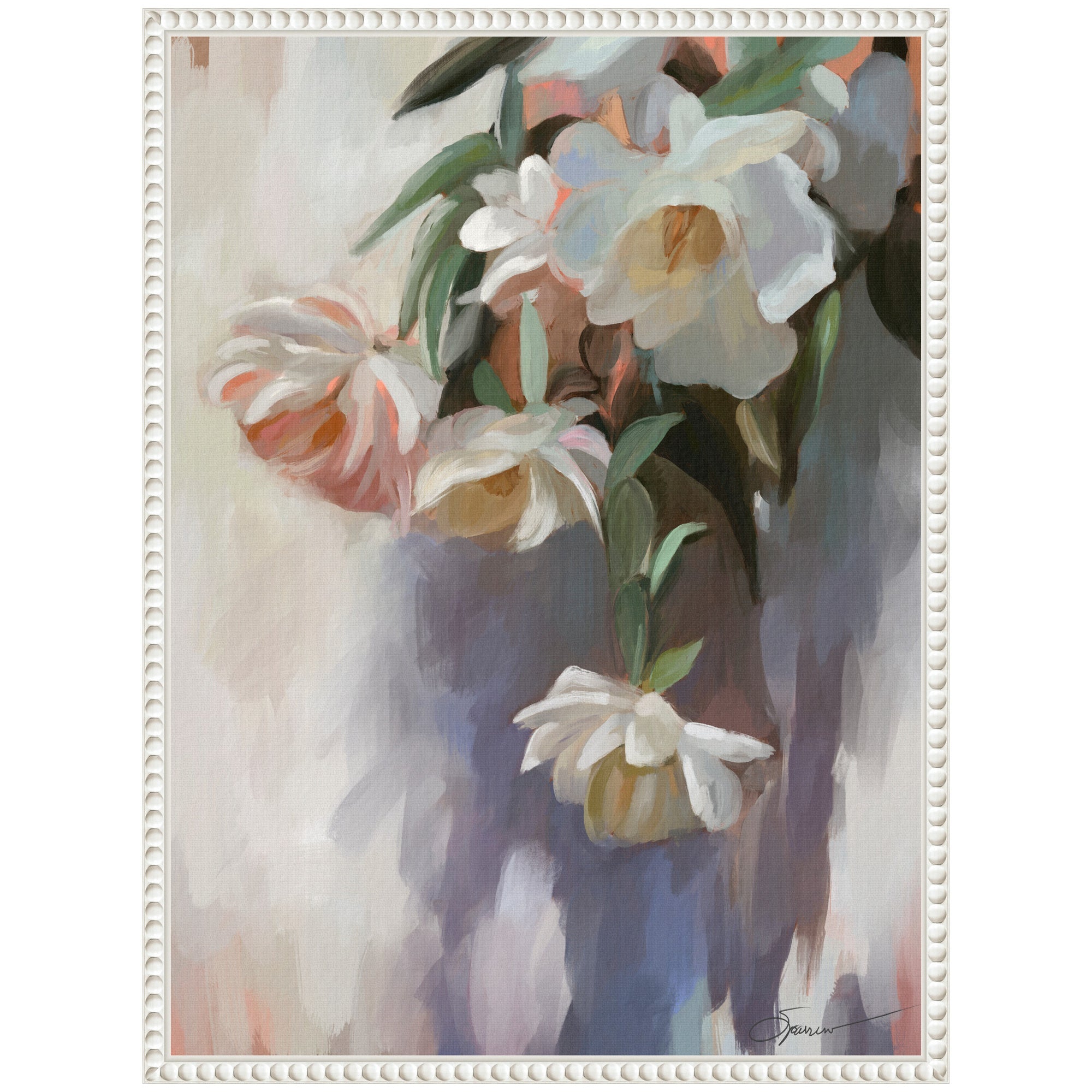 Sylvie Dangle Thumb Pastel Flower Bouquet Framed Canvas by Mary Sparrow