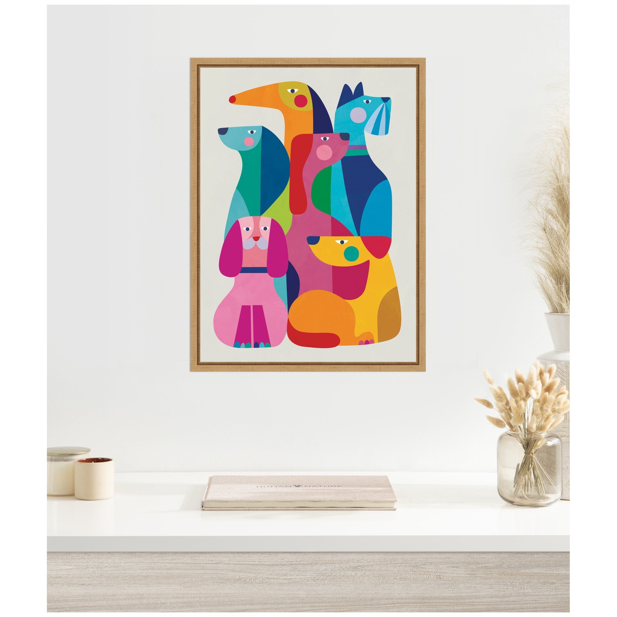 Modern Abstract Dogs by Rachel Lee Framed Canvas Wall Art Print