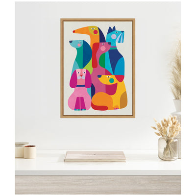 Modern Abstract Dogs by Rachel Lee Framed Canvas Wall Art Print