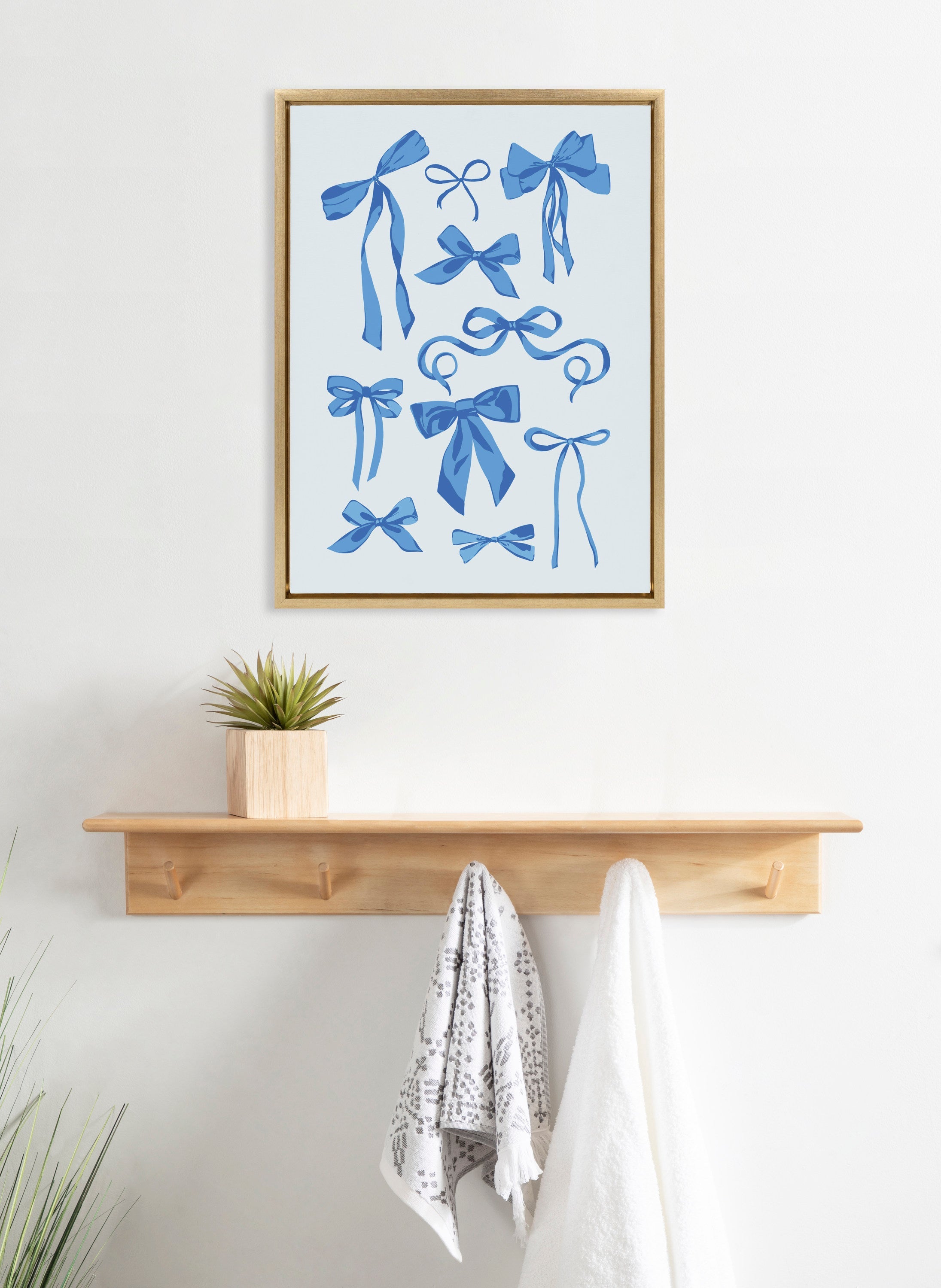 Sylvie Blue Bows Framed Canvas by Honey Island Studio