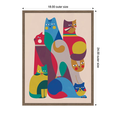 Abstract Retro Modern Cats 02 by Rachel Lee Framed Canvas Wall Art Print