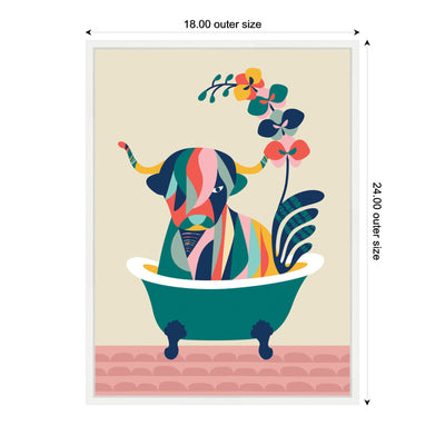 Sylvie MCM Cow in Bathtub Framed Canvas by Rachel Lee