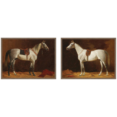 Emil Volkers White Horses 2 Piece Framed Canvas Wall Art Set displayed on a white wall