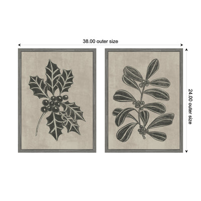 Sylvie Winter Holly and Berries - 2 Piece Framed Canvas Art Set by Nikita Jariwala