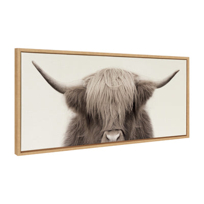 Sylvie Hey Dude Highland Cow Color Framed Canvas by The Creative Bunch
