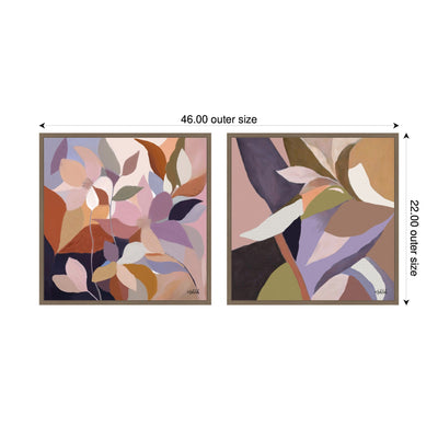 Sylvie Azure Leaves and Stems Framed Canvas Art Set by Inkheart Designs