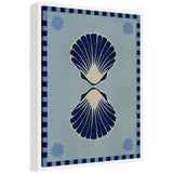 Sylvie Lush Duo 3 Seashells framed canvas art showing three seashells on a beach-themed background