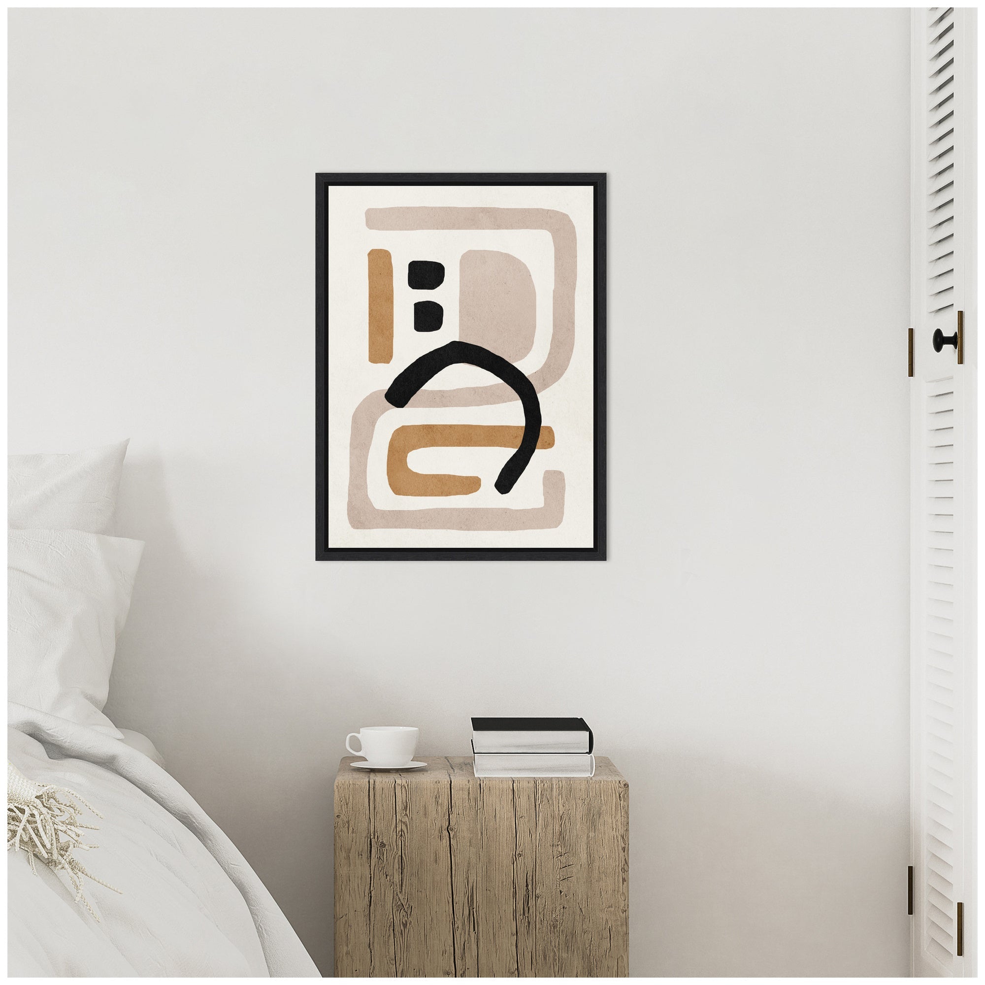 Sylvie Neutral Abstract 2 Minimal Modern Art Framed Canvas by July Art Prints