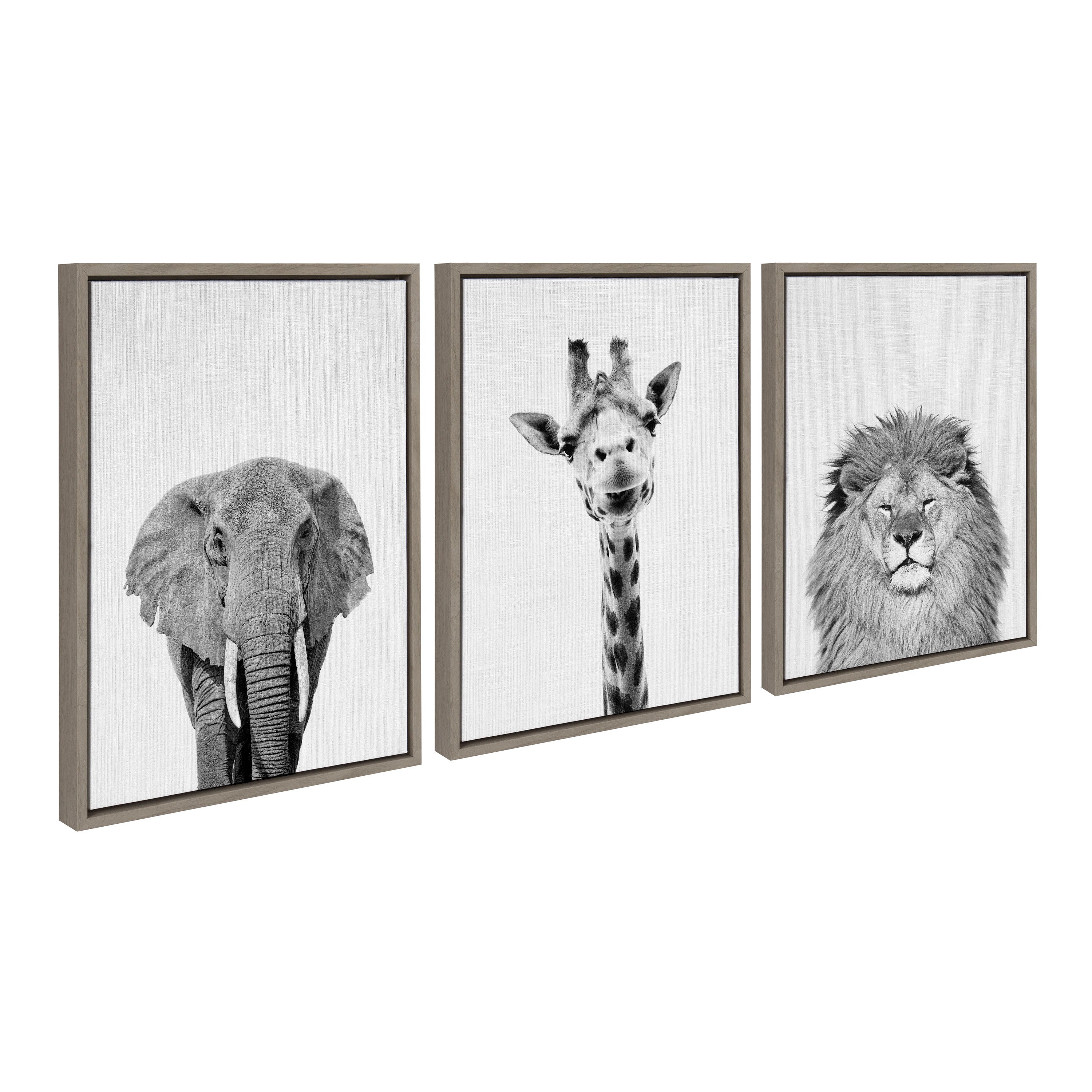 Sylvie Elephant Giraffe and Lion Framed Canvas by kateandlaurel - product image 14 for Resin Society