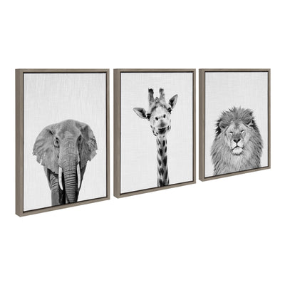 Sylvie Elephant Giraffe and Lion Framed Canvas by kateandlaurel - product image 14 for Resin Society