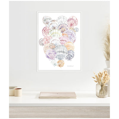 Sylvie Pale Pastel Shells Framed Canvas by Patricia Shaw