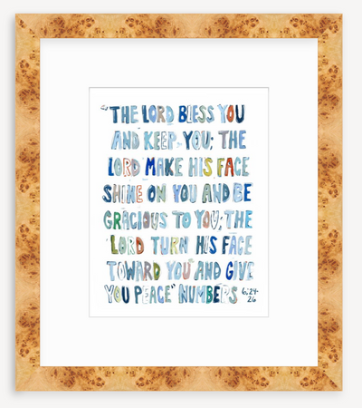 Numbers 6: 24-26 Blue Bible Verse Fine Art Print