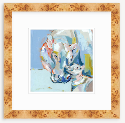 Hippo Love Fine Art Print by Chelsea McShane Art showing two hippos with delicate textures in soft colors