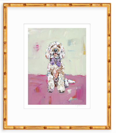 Doodle Dog (pink background) Fine Art Print by Chelsea McShane Art