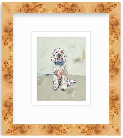 Goldendoodle Blue Bow Fine Art Print