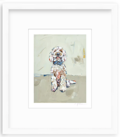 Goldendoodle Blue Bow Fine Art Print