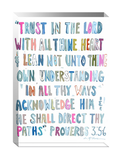 Proverbs 3:5-6 Bible Verse Acrylic Tabletop Art