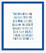 Numbers 6: 24-26 Blue Bible Verse Fine Art Print