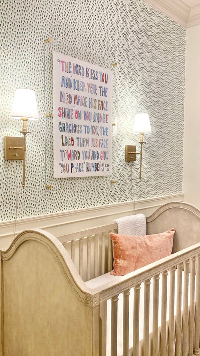 Numbers 6: 24-26 Pink Bible Verse Fine Art Print displayed with pink tones and the artist signature in the lower right corner.