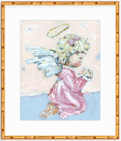 Signed fine art print 'Tiny Wings I Baby Angel' showing an angelic figure with soft wings on light background