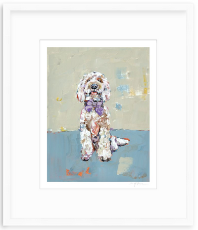 Doodle Dog (blue background) Fine Art Print