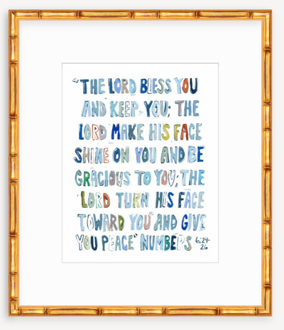 Numbers 6: 24-26 Blue Bible Verse Fine Art Print