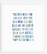 Numbers 6: 24-26 Blue Bible Verse Fine Art Print