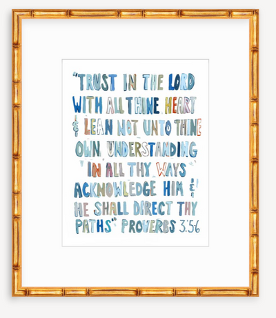 Proverbs 3: 5-6 Blues Bible Verse Fine Art Print
