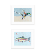 Shore Searching Mallard And Fish Fine Art Print