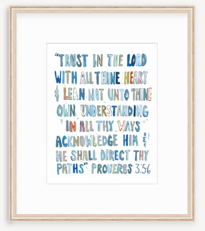 Proverbs 3: 5-6 Blues Bible Verse Fine Art Print