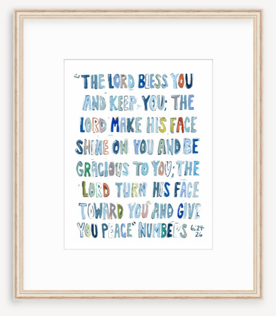 Numbers 6: 24-26 Blue Bible Verse Fine Art Print