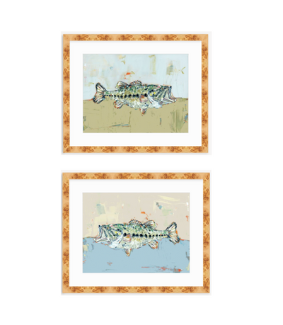 Gone Fishing Bass Fish Fine Art Print featuring detailed bass fish illustration by Chelsea McShane