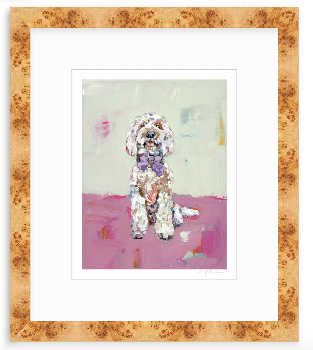 Doodle Dog (pink background) Fine Art Print by Chelsea McShane Art