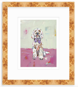 Doodle Dog (pink background) Fine Art Print by Chelsea McShane Art