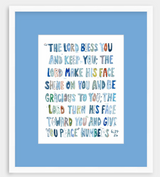 Numbers 6: 24-26 Blue Bible Verse Fine Art Print