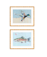 Shore Searching Mallard And Fish Fine Art Print showing a mallard and fish scene with nature elements.