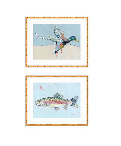 Shore Searching Mallard And Fish Fine Art Print showing a mallard and fish scene with nature elements.