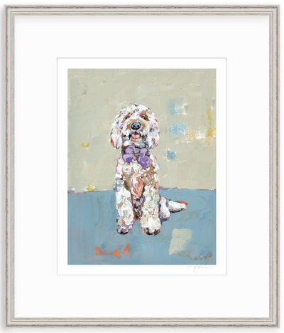 Doodle Dog (blue background) Fine Art Print