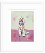 Doodle Dog (pink background) Fine Art Print by Chelsea McShane Art