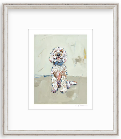 Goldendoodle Blue Bow Fine Art Print