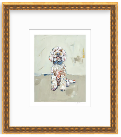 Goldendoodle Blue Bow Fine Art Print