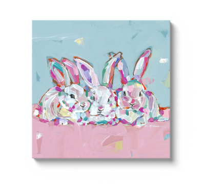 "Hip Hap Hop" bunnies on canvas by Chelsea McShane Art - product image 2 for Resin Society