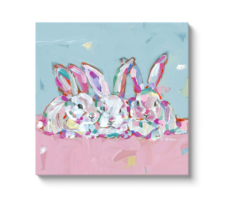 "Hip Hap Hop" bunnies on canvas by Chelsea McShane Art - product image 2 for Resin Society