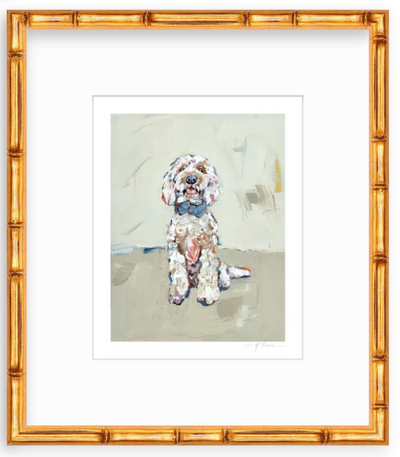 Goldendoodle Blue Bow Fine Art Print