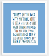 Proverbs 3: 5-6 Blues Bible Verse Fine Art Print