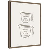 Kitchen Conversion Charts Cups framed canvas wall art print showing measurement conversions in artistic lettering