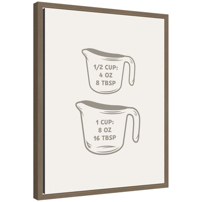 Kitchen Conversion Charts Cups framed canvas wall art print showing measurement conversions in artistic lettering