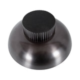 Dark gray ribbed metal bowl with a wide, smooth base and a narrow, textured rim viewed from above.