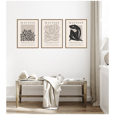 Matisse Inspired Florals & Woman Silhouette 3 Piece Framed Canvas Wall Art Set by Gabrielly Guedes
