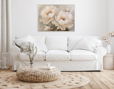 Sylvie Beaded Painterly Peonies Framed Canvas by The Creative Bunch Studio